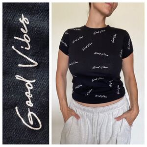 Good Vibes Baby Tee Soft Stretch Sustainable Cotton Shirt Oversized